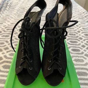 Black open toe heels